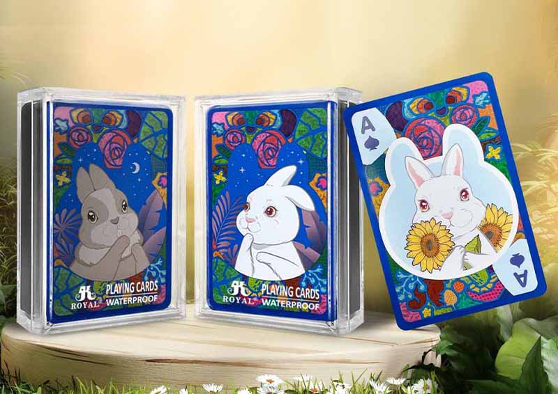 NUOVO! Carte da gioco trasparenti in vetro colorato con coniglio della foresta