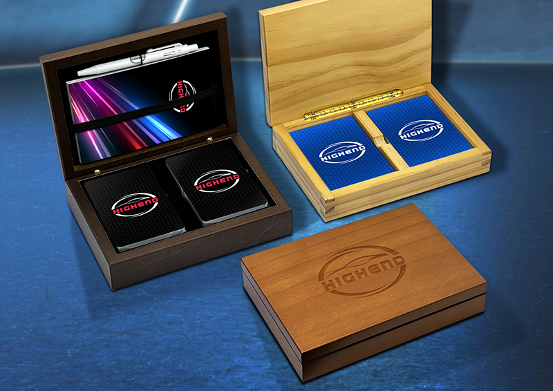 Fantastico set di scatole di legno per conservare la tua collezione di carte da gioco