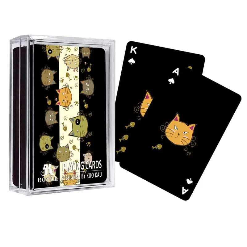 Schwarze Spielkarten mit Miezekatze