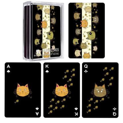 Cartes &#xE0; jouer noires avec Kitty Cat