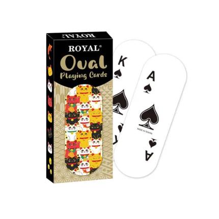 Cartes &#xE0; jouer en plastique de forme ovale - S&#xE9;rie Lucky Cat
