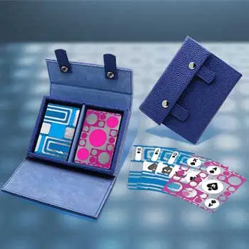 Set di carte da gioco con scatola in pelle