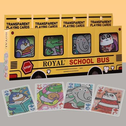 Transparente Spielkarten-Schulbus-Set