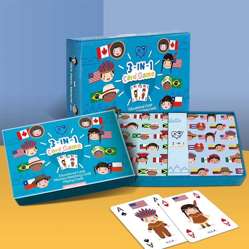 Cartões educacionais 3 em 1 caixa de gaveta de jogo de cartas
