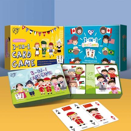 Cart&#xF5;es educacionais 3 em 1 caixa de gaveta de jogo de cartas