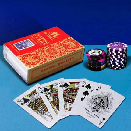 一級玩家磨砂撲克牌-寶藍王冠