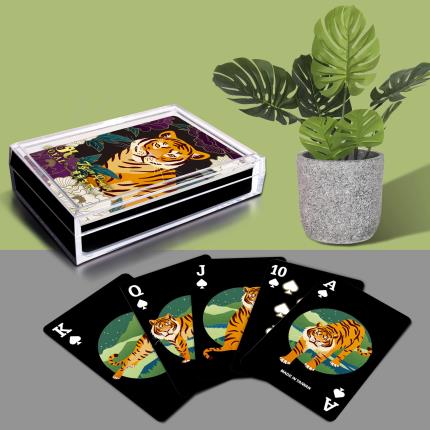 Tiger Power Tigress Black Playing Cards Edici&#xF3;n de a&#xF1;o nuevo