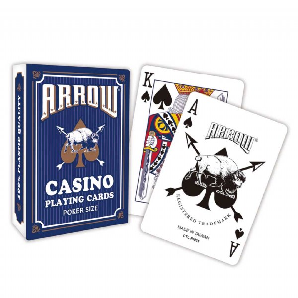 Arrow 賭場專用塑膠撲克牌 - 兩角 (藍)