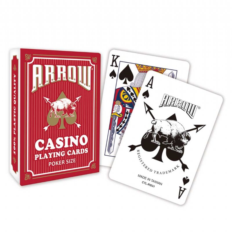 Arrow 賭場專用塑膠撲克牌 - 兩角 (紅)