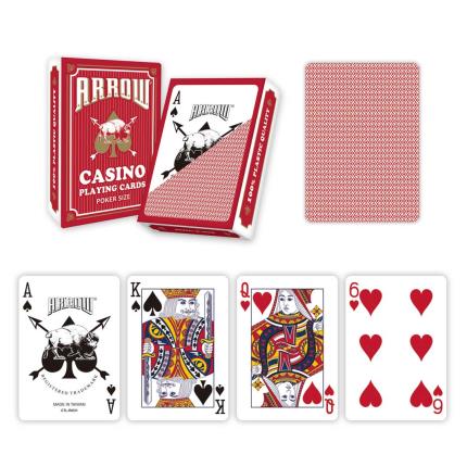 Arrow 賭場專用塑膠撲克牌 - 兩角 (紅)