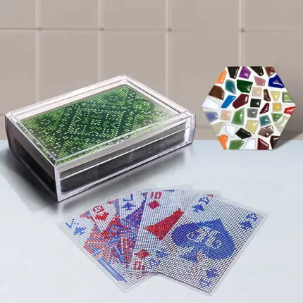 透明馬賽克防水撲克牌-菱形綠