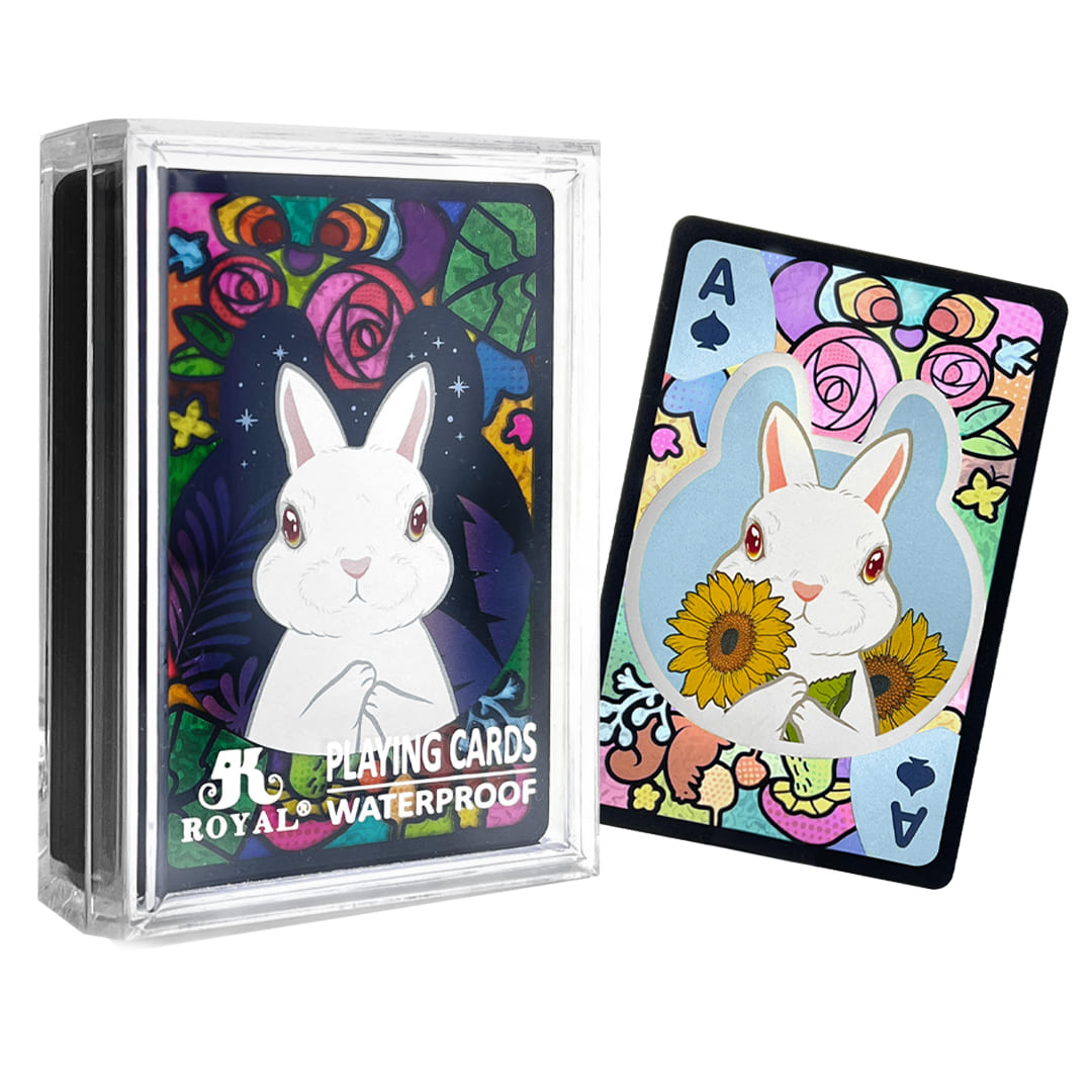 兔遊森境透明彩繪窗花撲克牌