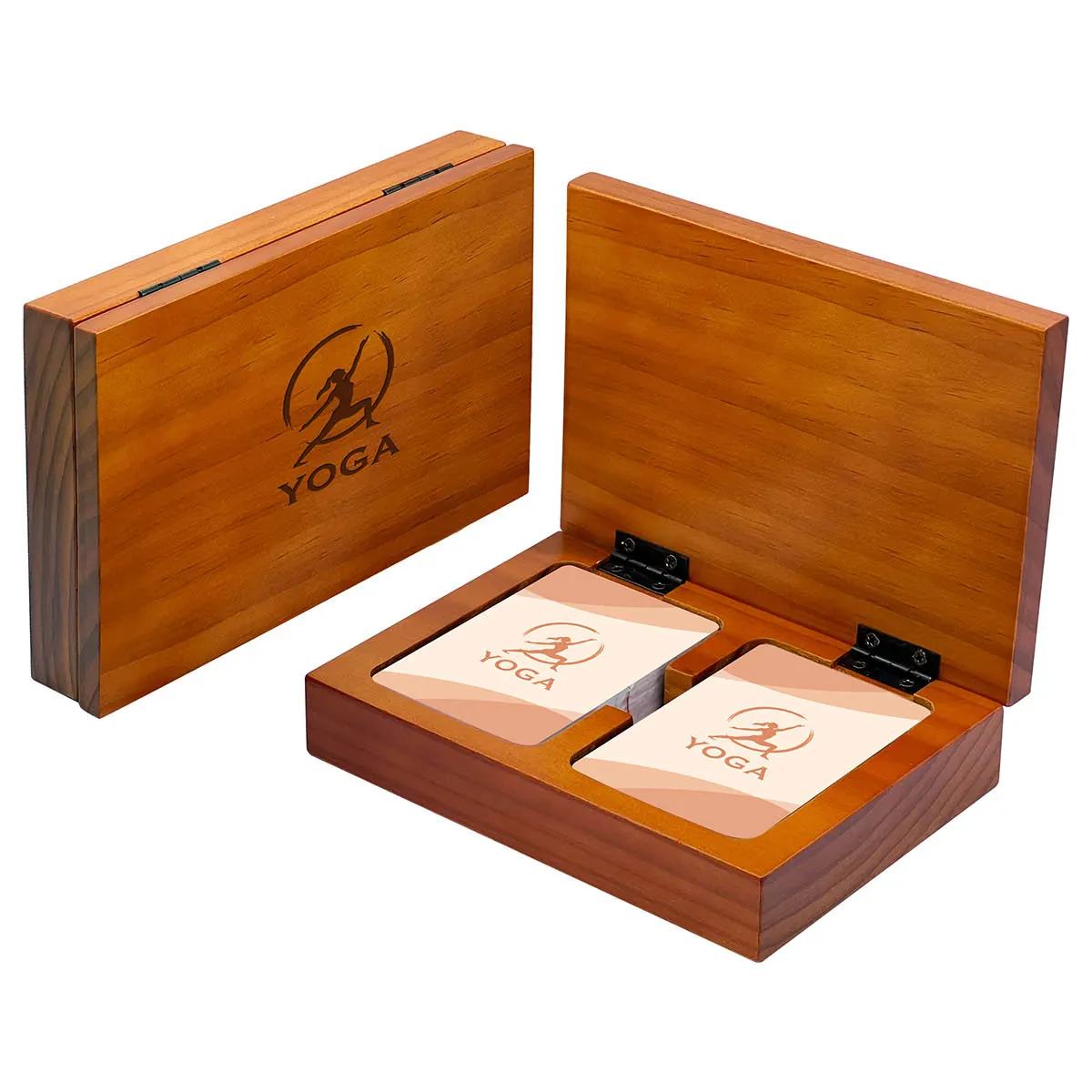 Boîte en bois pour 2 jeux de cartes (PVC 0,34 mm)