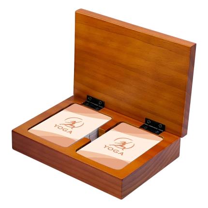 Scatola di legno per 2 mazzi di carte da gioco (PVC 0,34 mm)
