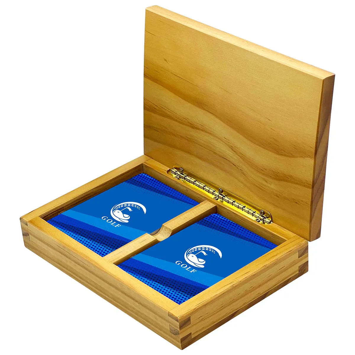 Caixa de madeira para cartas de baralho de 2 baralhos