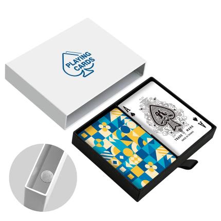 Schubladenbox f&#xFC;r 2 Decks Bridge-/Poker-Spielkarten (mit Magnet, Band)