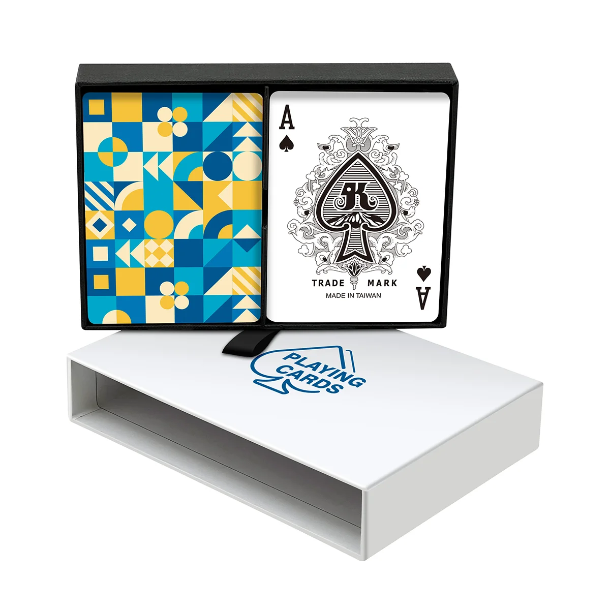 Caixa de gaveta para 2 baralhos de cartas de baralho Bridge/Poker (com ímã, fita)