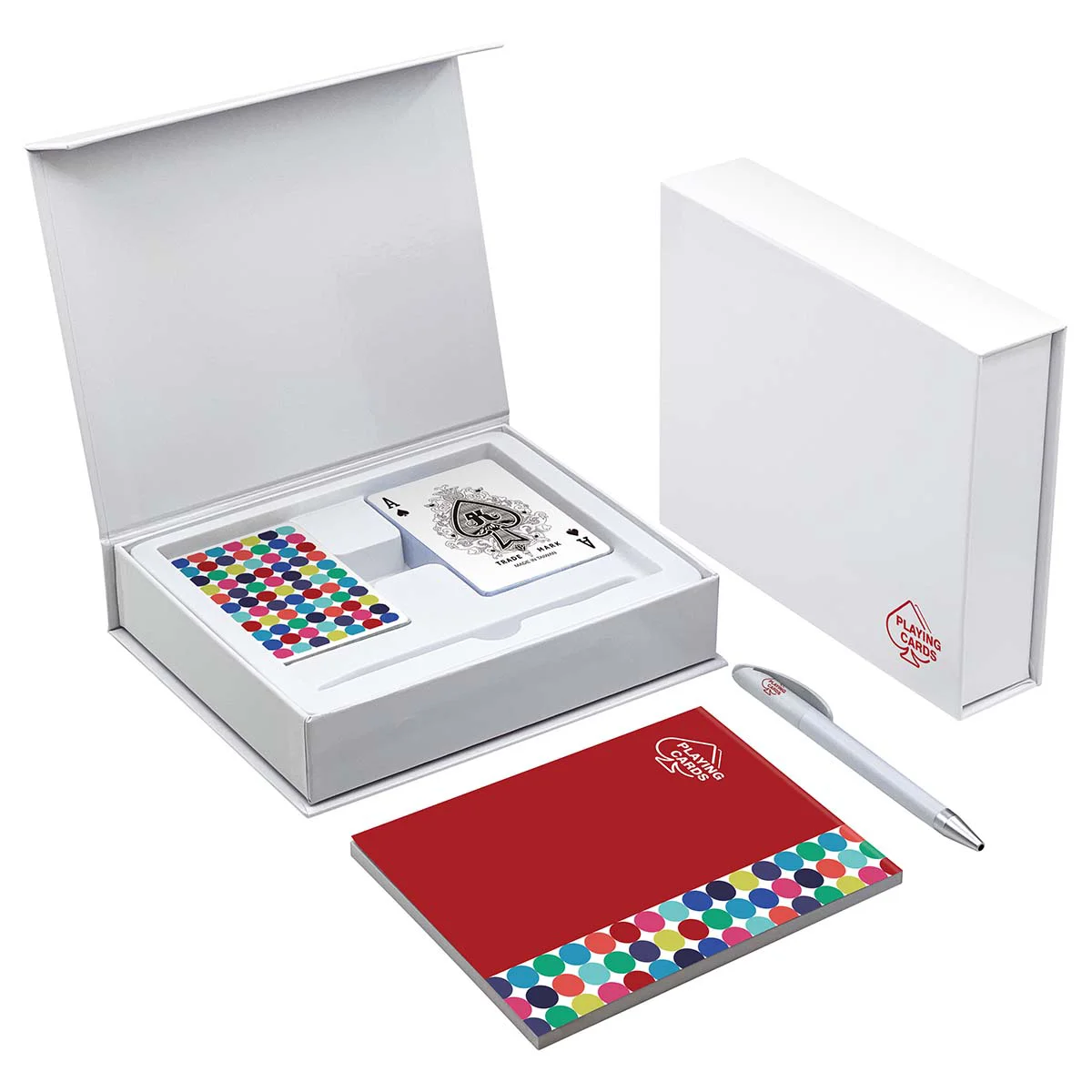 Коробка с откидной крышкой для 2 колод карт для игры в бридж (с блокнотом и ручкой)