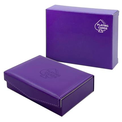 Flip Top Leather Box with Magnet for 2 deck Playing Cards (With Pen and Score Pad)