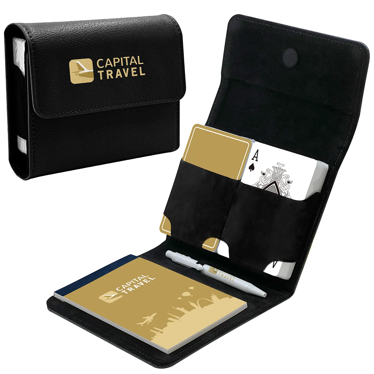 Boîte à Cartes De Visite Magnétique En Cuir PU - 2 Pièces - Rangement Élégant Pour Bureau Ou Déplacements