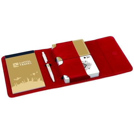 PU Leather Case for 2 deck Playing Cards (With Pen and Score Pad)