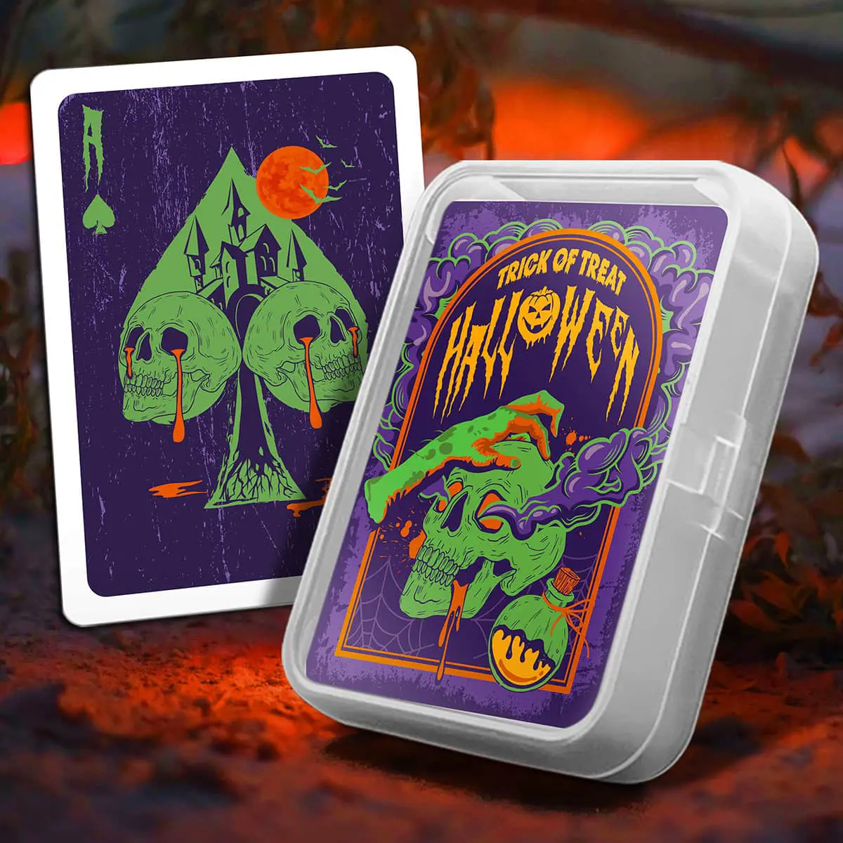 Cartas de jogar Halloween Caveira Chorando