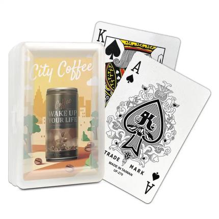 Carte da gioco personalizzate - Carta da 270 g/m&#xB2; in scatola di plastica S107 - Caff&#xE8;