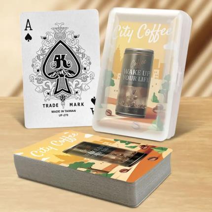 Individuelle Spielkarten &#x2013; 270 g/m&#xB2; Papier in S107-Kunststoffbox &#x2013; Kaffee
