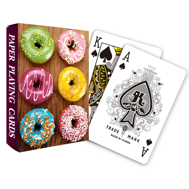 맞춤형 카드 놀이 - 310gsm 부드러운 종이를 턱 상자에 넣음 - 도넛