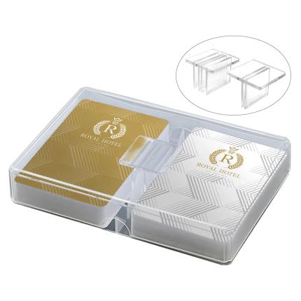 Kunststoffbox f&#xFC;r Bridge-/Poker-Spielkarten Double Deck (PP) (bis zu PVC-0,34-mm-Karten)