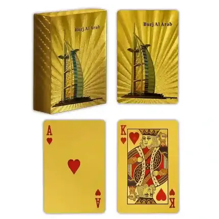 Cartas de Baralho Douradas com Padrão Twill - Burj Al Arab Hotel