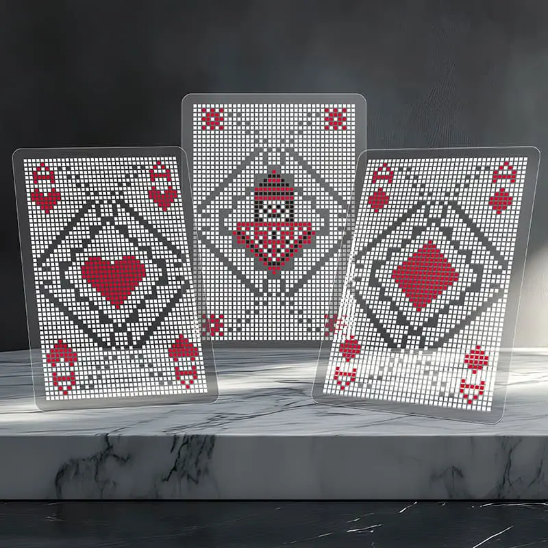 Mosaic Pixel Series Transparent Playing Card - Clear Blue Tile
