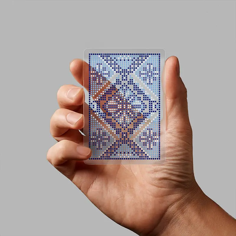 Mosaic Pixel Series Transparent Playing Card - Clear Blue Tile