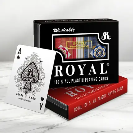 بطاقات لعب بلاستيكية رويال ذات الطابقين من السلسلة الكلاسيكية، مقاس بوكر - فهرس قياسي