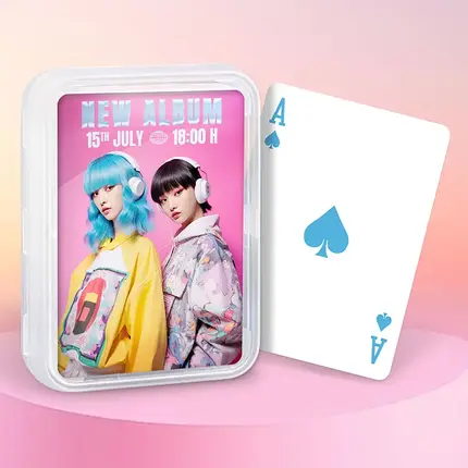 Baralho personalizado - Papel de 310 g/m² em caixa plástica tamanho pôquer P107 - Álbum do artista