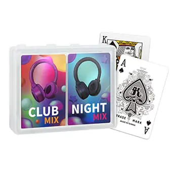 Cartes à jouer personnalisées en plastique - avec boîte en plastique double jeu format bridge D207 - Cadeaux ou produits pour les clubs