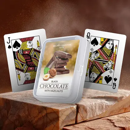 Cartas de póker de plástico personalizadas (con caja de plástico tamaño póker P107) - Herramienta promocional de marca de chocolate