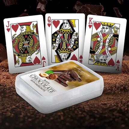 Cartas de póker de plástico personalizadas (con caja de plástico tamaño póker P107) - Herramienta promocional de marca de chocolate