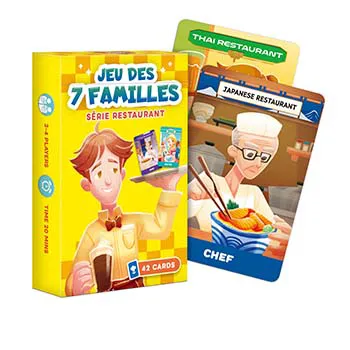 Jogo de cartas clássico para família The 7 Families (Jeu des 7 Familles) - Série Restaurante
