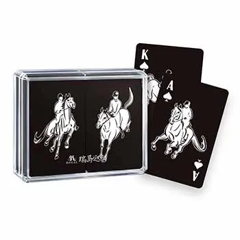 Cavalo da Sorte Anuncia a Primavera - Baralho Duplo de Cartas de Plástico Preto