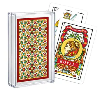 أوراق لعب إسبانية مخصصة - ورق 310 جرامًا للمتر المربع في علبة بلاستيكية