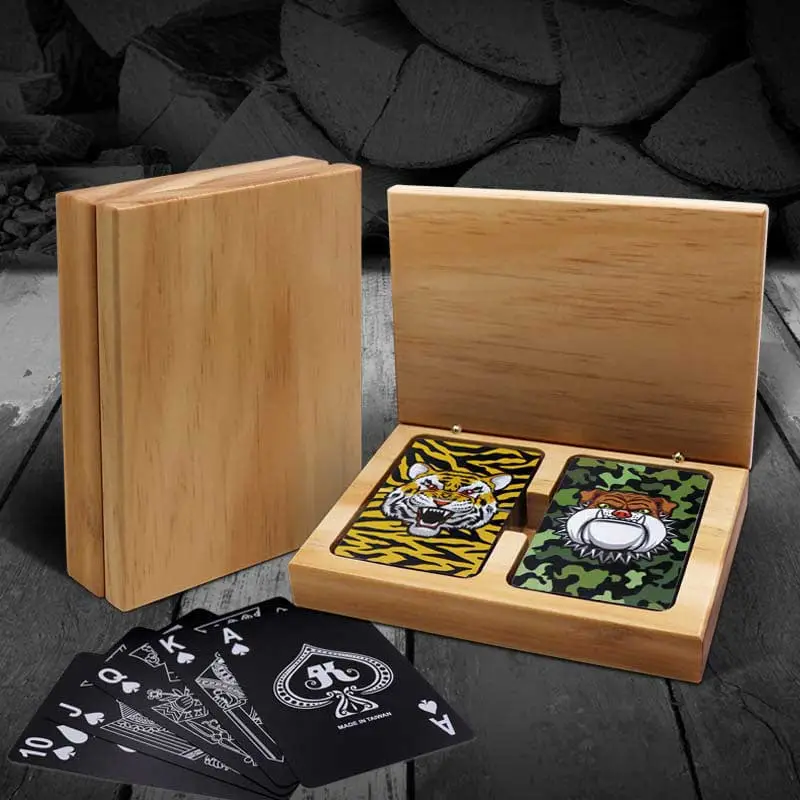 Black Playing Card Set in wooden box The classic gift set for card player