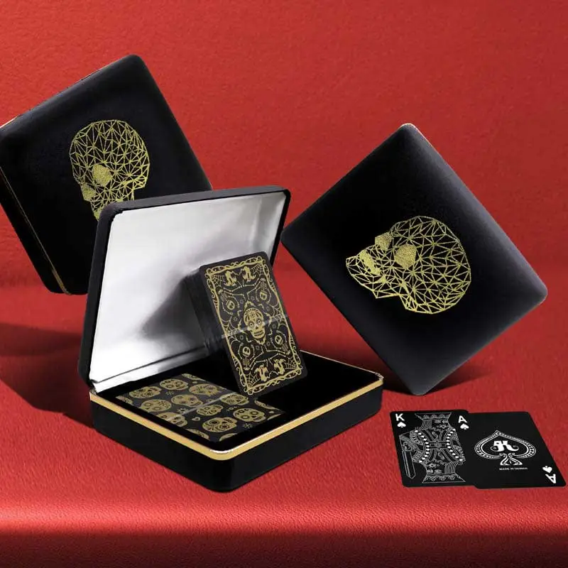 Posh leather hard box with skeleton dark playing cards Deep x Mysterious x Introspective