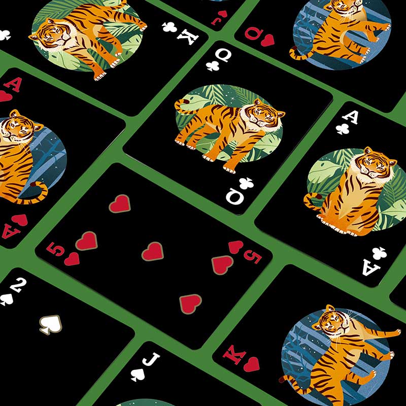 Edição de ano novo de cartas de jogar Tiger Power Tiger Black