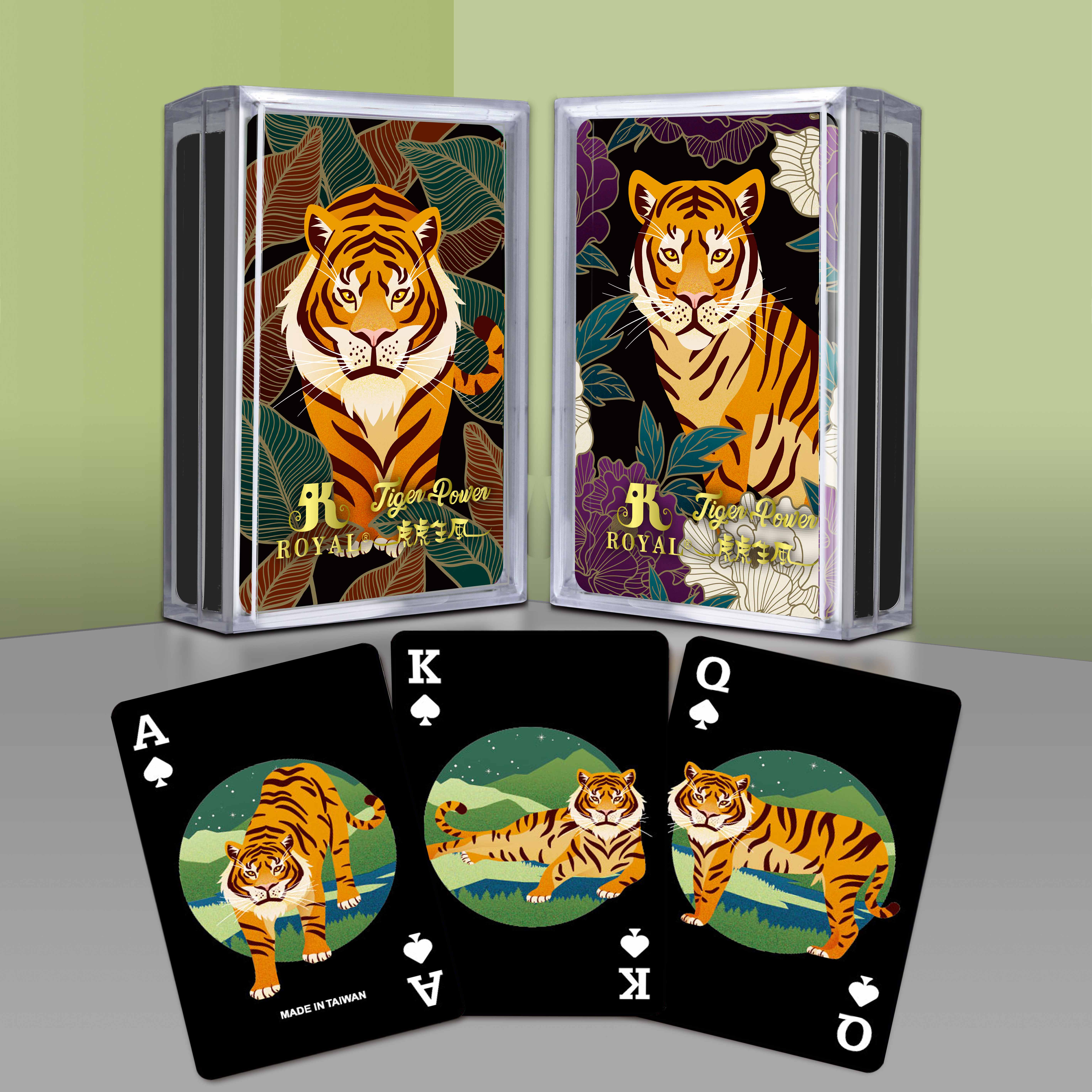 Edição de ano novo de cartas de jogar Tiger Power Tiger Black