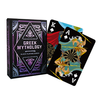 Schwarze Spielkarten der griechischen Mythologie - purpurrote Reben