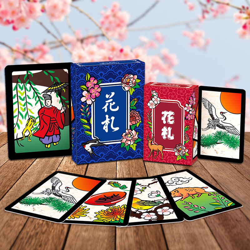 Japanese Hanafuda Plastic Playing Cards - Blue Sensu