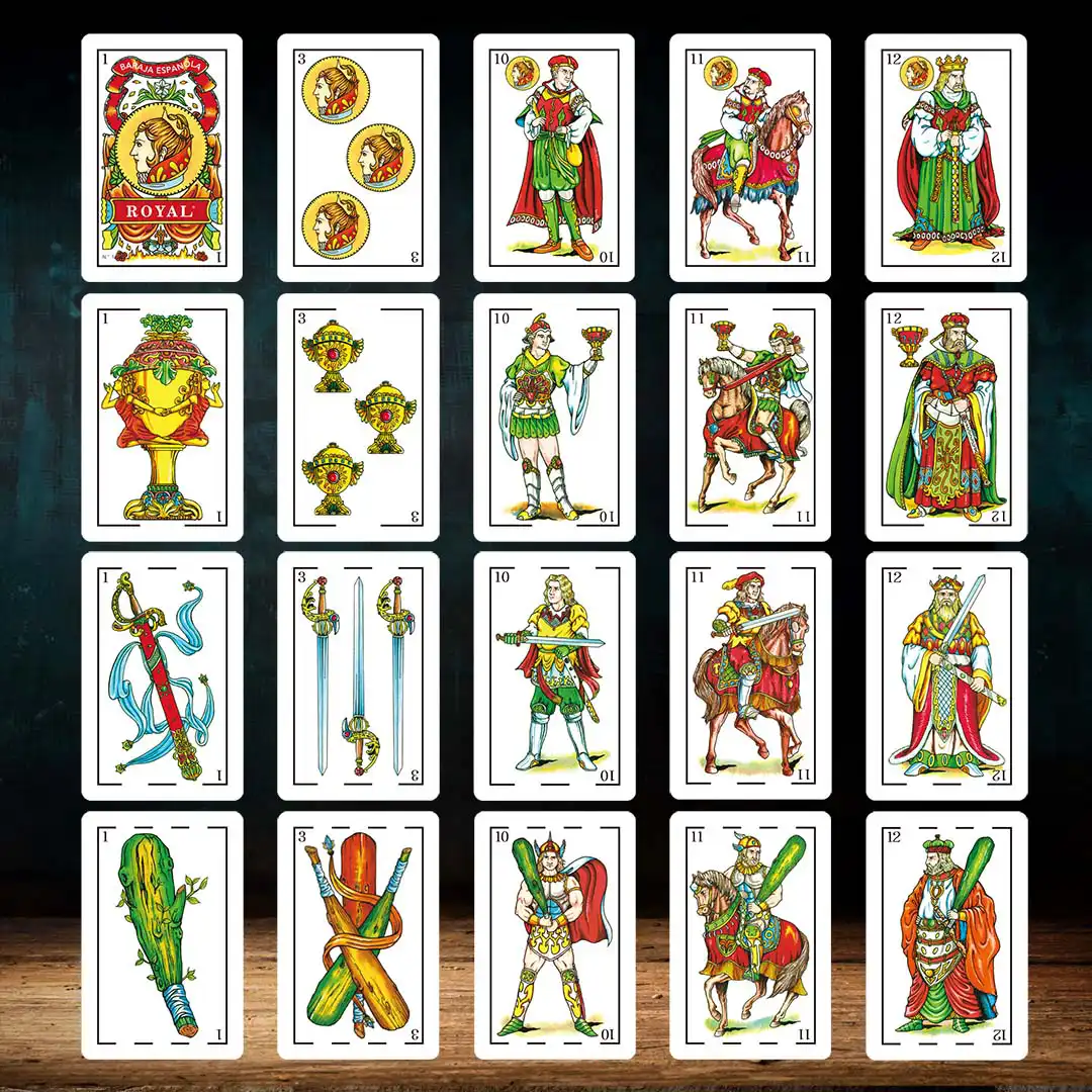 Cartas de jogar de plástico espanholas - 40 cartas