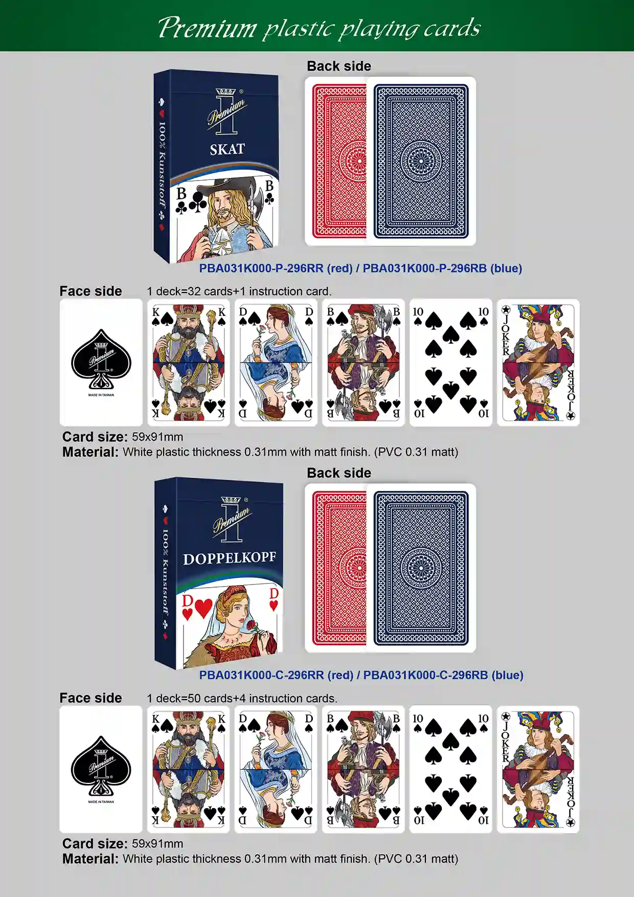 Set da gioco di carte tedesco premium Carte da gioco Doppelkopf